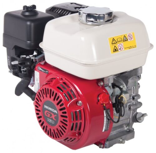 Honda GX160 4-stroke OHV engine with recoil start, compact design, and durable construction.
